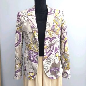 Etro Milano Linen Paisley Print Blazer, 46